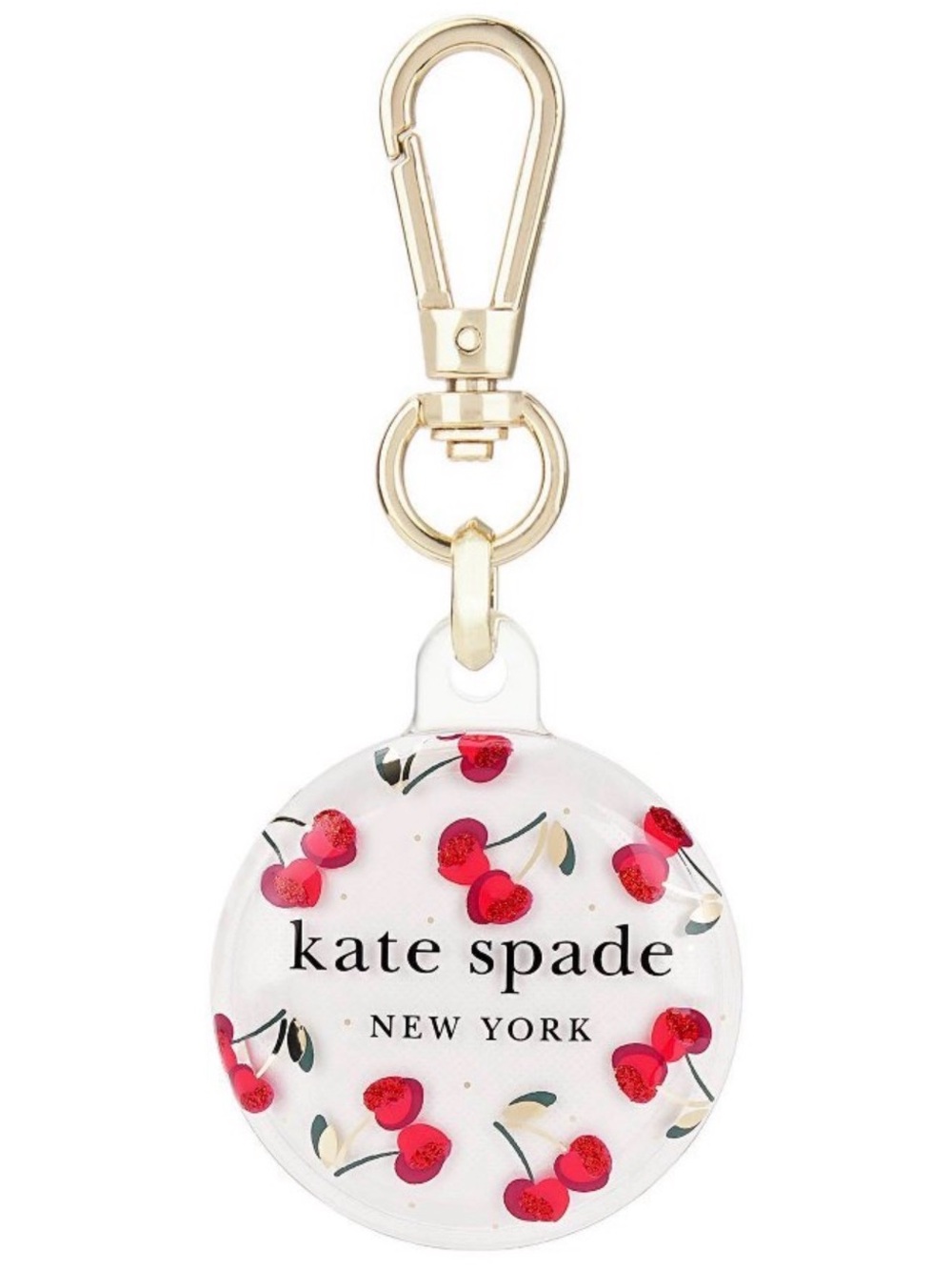 kate spade Clear Cherry Acrylic Keychain with Gold Hardware - Red